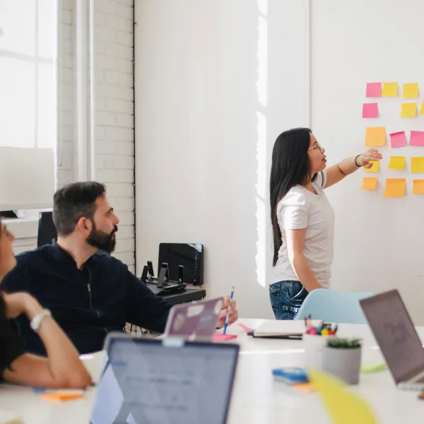 Team working together in a meeting room
